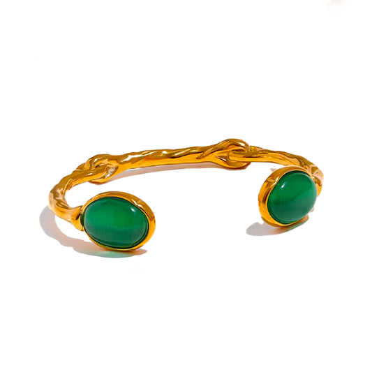 Green Stone Gold Branched Bracelet